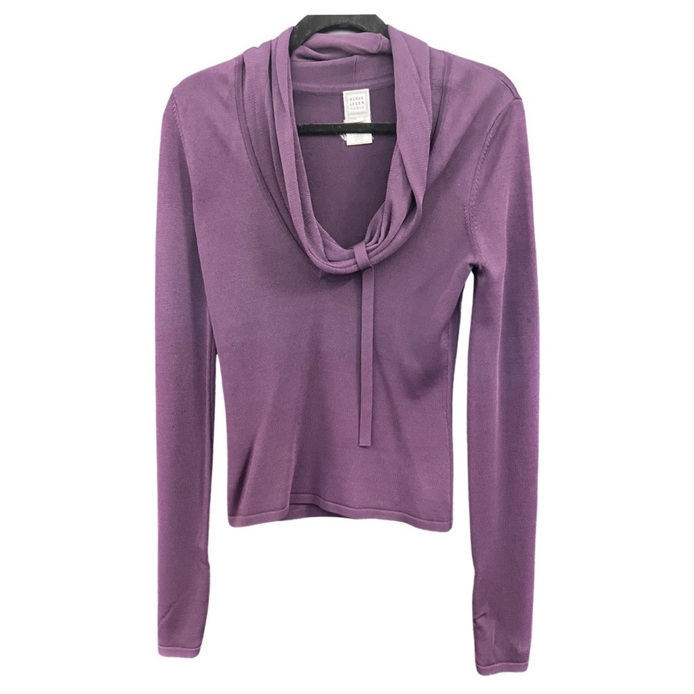 HERVE LEGER Vintage Long Sleeve Knit Top with Cowl Neck - Picture 10 of 10